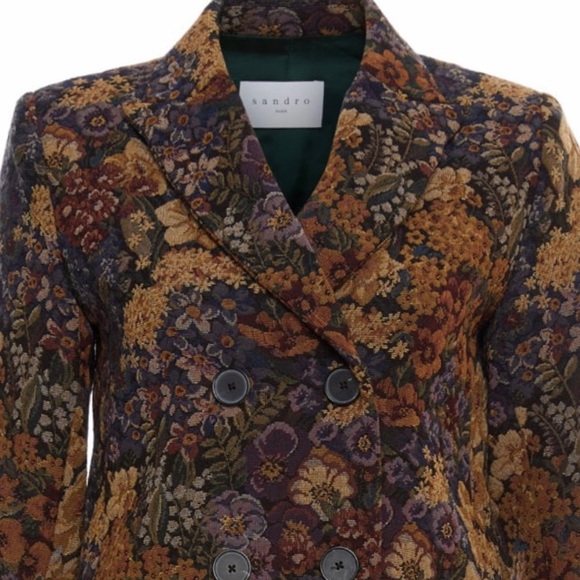 Sandro Paris Alma Floral Blazer Jacket Jacquard Xs - Picture 5 of 8